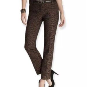 Ann Taylor Jacquard Leopard Print Ankle Pants Size 4 Animal Crop Dressy Office‎